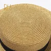 Damer Sun Boater Platt Hatts Small Bee Sequin Straw Hat Retro Gold flätad hatt Kvinnlig solskydd Shine Flat Cap RH 240319