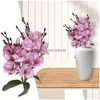 Couronnes de fleurs décoratives tiges artificielles pour vases pièce maîtresse pétales blancs en soie avec étamines violettes livraison de chou à la maison G DH91P