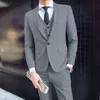 남성 Threepiece Suit Mens 정식 비즈니스 스타일 슬림 핏 웨딩 세트 부드러운 부드러운 안티 윌링 패브릭 턴 다운 240318