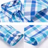 2024 Storlek S-8XL Dress Shirt Mens Thin Plaid tyg Bomull