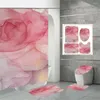 Chuveiro cortinas abstrata geométrica conjunto de cortina de mármore tapete de banho tampa de toalete textura de tinta moderna luxo casa decoração do banheiro