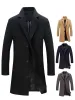 single Breasted Lapel Lg Coat Jacket Fi Autumn Winter Casual Overcoat Plus Size Trench Men's Woolen Coats Solid Color z3ON#