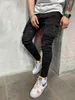 Mens Jeans New Black Biker Cargo Men Mti-Pocket Slim Fit Joggers Trousers Ripped Hole Motorcycle Streetwear Denim Pencil Pants Drop De Dhvm6