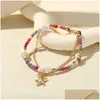 Braccialetti con ciondoli Bracciale con conchiglia di conchiglia di stelle marine della Boemia Irregar Pietra di perline di riso Catena per le donne Gioielli da spiaggia con tendenza estiva Dhdrd