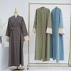 Roupas étnicas muçulmano abaya femme quimono kaftan elegante islam vestes cardigan qatar omã turquia roupas para mulher