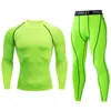 Running Sets Men's Set Gym Jogging Thermo Underwear Skins Compressão Fitness Macho Macho de calça de treino de traje de tração de rastreamento