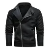 Giacca in pelle moto da uomo in pile Fi Stand collare Slim Fit Zipper Tendenze Cappotto Autunno Inverno caldo ecopelle Outwear M1Fu #