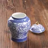 Bottiglie di stoccaggio Barattoli di porcellana cinese blu e bianca Caramelle per la casa Noci Chicchi di caffè Sigillati Ornamenti in ceramica Contenitori per alimenti