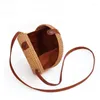 Shoulder Bags 2024 Fashion Casual Bohemia Style Round Straw Crossbody Bag Handbags Women Summer Rattan Handmade Woven Beach