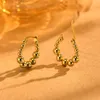 Boucles d'oreilles créoles en métal plaqué or et acier inoxydable, perles minimalistes élégantes pour femmes et filles, bijoux d'oreille simples