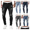 Männer Jeans Herren 5 Farben Ripped Died Hole High Street Classic Schwarz Blau Grau Denim Hosen Splice Slim Bleistift Drop Lieferung Bekleidung C Dhrdw