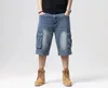 Idopy Summer Male Retro Cargo Denim Shorts Vintage Acid 세척 페이드 멀티 포켓 군사 스타일 바이커 청바지 240327