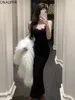 캐주얼 드레스 onalippa 스팽글 피쉬 테일 반짝이는 드레스 섹시한 유명 인사 스타일 레이스 검은 힙합 패션 높이 허리 멍청이