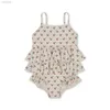 Maillot de bain une pièce pour bébés filles, imprimé mignon, manches longues, fendu, nouvelle collection 2024, KS, 24327