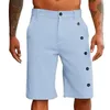 Herrbyxor män casual shorts knapp blixtlås elastisk midjeband strand rak ben fit sommar streetwear