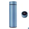 Bouteilles d'eau Bouteille de couvercle intelligent en acier inoxydable Thermos intelligent Tasse Affichage de la température Vide Portable LED Sn Soupe Café Insation Dhgip