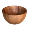 Bowls Wooden Salad Bowl Fruit Rice Cooking Drop Resistant Portable Smooth Household Kitchen Restaurant Tableware