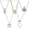 Collier Pandore de créateur Famille S925 Silver Bracelet Castle Castle Single Pink Diamond Single Diamond Nouveau OT BOUCLE COLLIER HALO ROND