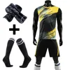 Adulto crianças conjunto de camisa de futebol survetement kit de futebol uniformes personalizados camisas de treinamento de futebol terno curto com meias caneleiras 240313