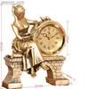 Schreibtisch-Tischuhren, Vintage-Heimdekoration, Figur für den Innenbereich, Tischuhr, goldene Tischuhr aus Kunstharz, lesende Schönheitsstatue, europäische Dekoration für Zuhause24327