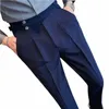 2022 Högkvalitativ busin Casual Draped High-Mist byxor Män Solid Color Formal Pants Man Formal Office Social Suit Pants U5SO#