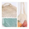 Storage Bags Portable Reusable Kitchen Fruit Vegetable Organizer Handbag Washable Cotton Mesh Short/Long Handle Net Shopping