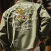 Maden Vintage A2 Bomber Jackets for Men Yokosuka Flight Flight Jacket Army Green Green Baseball Coats Spring Military Outerwear G72Y#