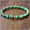 Kralen Mg1609 Strand Nieuw Ontwerp Keelchakra Pols Mala Armband 6 Mm Afrikaanse Turquoise Koper Voor Women300A Drop Levering Sieraden Br Otuhp