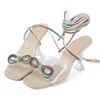 Sandali fantasia colore cinturino con diamanti moda strass bowknot decor tacco alto festa principessa scarpe donna tendenza 2024