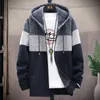 Männer Gestreifte Strickjacke Winter Pullover Fleece Pullover Mit Kapuze Kleidung Harajuku Wolle Japanische Lässige Windjacke Koreanische Jacke o0gX #