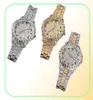 Algarismos arábicos Mens Full Diamond Relógios Hip Hop Moda Feminina Iced Out Watch 18K Gold Classic Watch Gift7505762