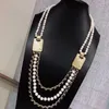 Europa och Amerika hotsale kvinnor designer halsband guldpläterad bling cz pärla lyx bokstäver halsband för flickor kvinnor för fest bröllop gåva