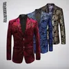 Luxury Velvet Blazer Men Paisley Floral Jackets Coat RedGoldBlue Blazer For Men Elegant Wedding Mens Blazer Stage Wear M-6XL 240312