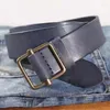 Bälten Vintage Mens Copper Buckle Cowhide äkta läderbältesbredd 3,8 cm rem för jeans mjukt midjeband