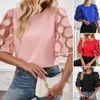 Blouses pour femmes Femmes Loose Fit Top Élégant Imprimé floral T-shirt décontracté Chemise avec col rond Demi-manches Tendance pour l'été