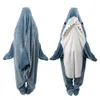Cartoon Shark Sleeping Bag Pajamas Office Nap Shark Blanket Karakal Soft Cozy Fabric Mermaid Shawl Blanket for Children Adult 240315