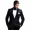 Ternos masculinos pretos bonitos Terno Costyme xale lapela único breasted formal casamento 2 peças jaqueta calças luxo blazer slim e7dk #