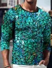 fi Primavera e autunno uomo lucido manica Lg Top stampa 3D geometria creativa T-shirt tendenza girocollo camicia di alta qualità o1Mp #