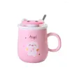 Mugs Pink Piggy Ceramic Coffee Mug 400ml Cute Tea With Matching Lid Phone Holder Bracket Drinking Cup Great Birthday Present