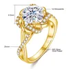 Bagues de cluster Star de David 3ct Moissanite Bague en or jaune avec certificat de haute qualité bijoux de fête de mariage pour femme produit