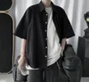 Mężczyźni guziki t -koszulki letnia praca ładunkowa Tshirt krótki rękaw w stylu koreański ubrania harajuku męskie czarne białe luźne luźne swobodne top7517253