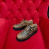 Plattform loafers skor brittisk college stil tjock sula svart rund tå singelskor loafers kvinnor läderskor lyxdesigner märke pumpar med låda