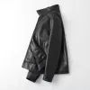 Mężczyzny skórzany kurtka 2023 NOWOŚĆ ANTY-Wind-Wind-Wind Lapel Solid Casual Fit Jacket Coats Motorcycle Kurtka Fi A3QD#