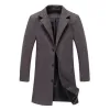 single Breasted Lapel Lg Coat Jacket Fi Autumn Winter Casual Overcoat Plus Size Trench Men's Woolen Coats Solid Color z3ON#