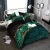 Ensembles de literie Ensemble de housse de couette en marbre d'or vert Ensemble d'impression numérique HD Doux confortable pour chambre à coucher