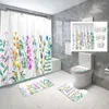 Rideaux de douche violet de haute qualité, belle série de fleurs, ensemble de rideaux en tissu, décoration de salle de bain imperméable