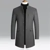 Vinter ull blandar rockar män fast färg stativ krage tjock busin casual mens trench ytterkläder enkel bröst ull blandar w7v9#