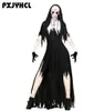 Halloween Nun Scary Cosplay Costume Women Black Vampire Fantasy Dress Terror Sister Party Disguise Set Kvinnligt Fancy For Adult3231091