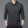 spring Men's Thin Waffle Solid Polo Neck Lg Sleeve Pullover T-shirt Autumn Fi Splicing Butts Casual Versatile Top 98k2#