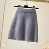 Spódnice damskie dzianinowe spódnica na jesienne i zimowe krótkie solidne imitacja wysokiej talii Mink bioder